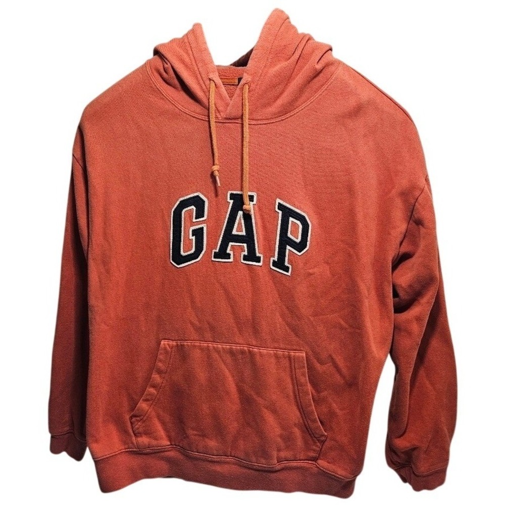 Gap Arch Logo Hoodie Men XL Burnt Orange Rust Pullover Fleece Sweatshirt Classic